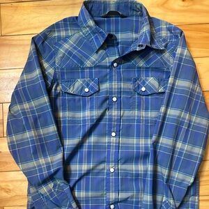 Stio Blue and Yellow Plaid Shirt
